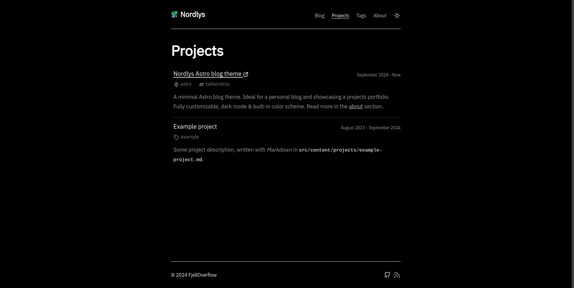 Focus Bit projects page in dark mode with mono color scheme
