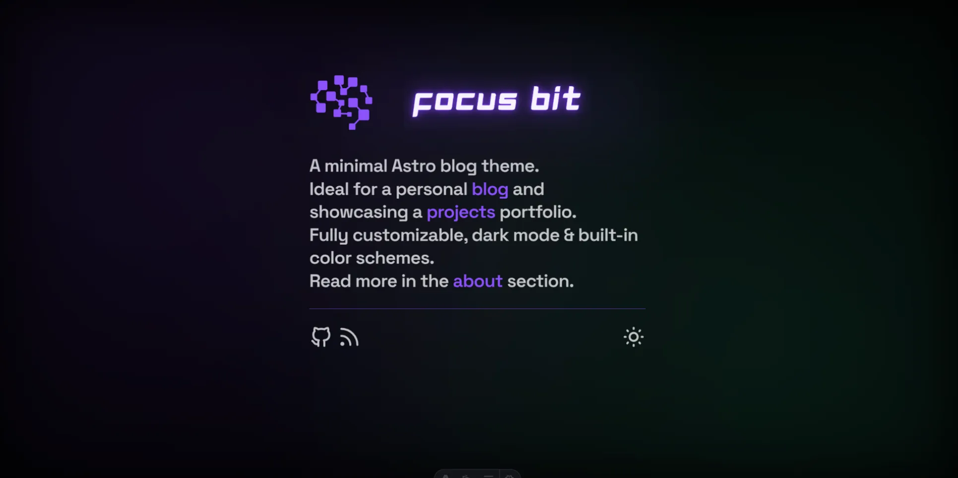 Focus Bit landing page in dark mode with focusbit color scheme